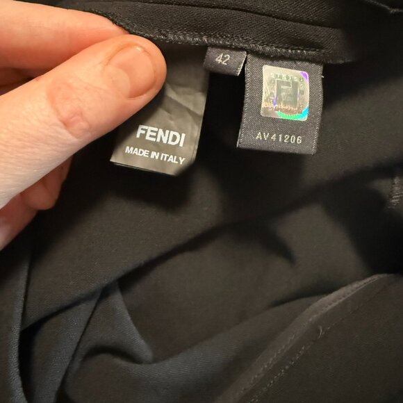 Fendi Black Wool Blend Wide Leg Dress Pants - Picture 3 of 5